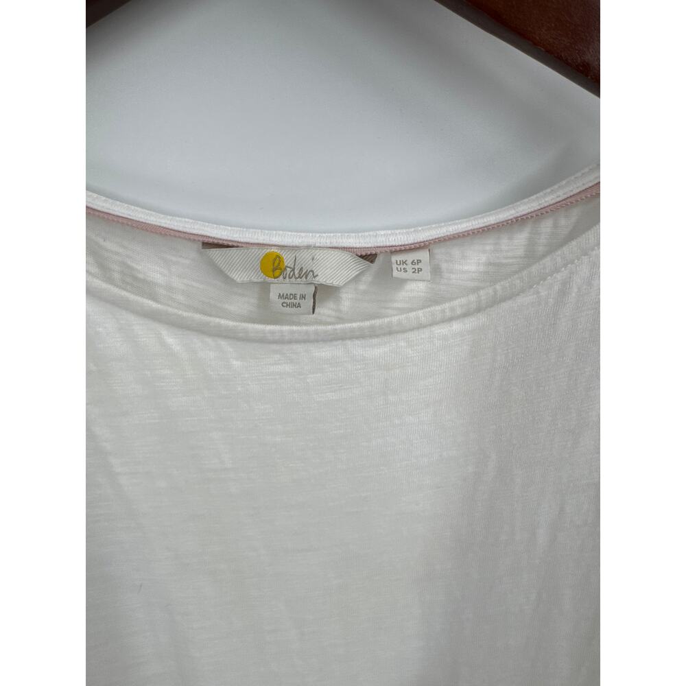 Boden Polly Mixed Media Cap Sleeve Dress Ivory White Cotton Eyelet Size 2 Petite - Picture 4 of 8